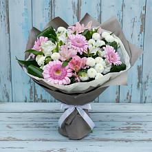 Букет цветов из:  Герберы, Альстромерии и Хризантемы в Гусь-Железном