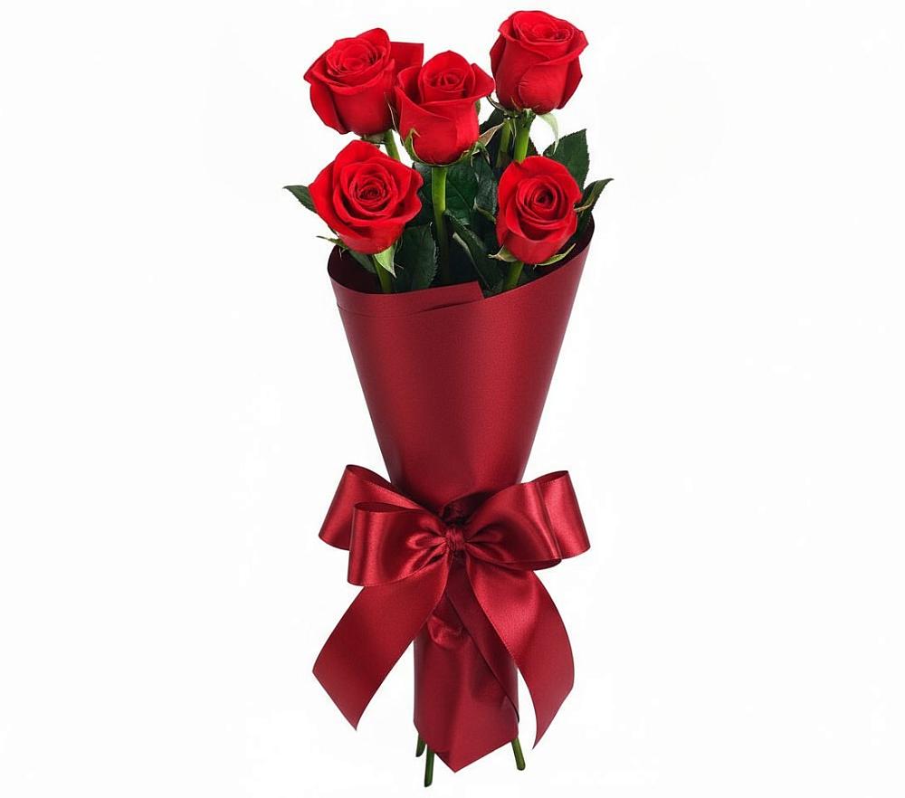 Букет 5 Красных роз Эдлесс Лав в Гусь-Железном