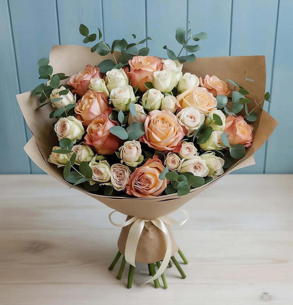 Букет цветов из: Альстромерии и Розы в Гусь-Железном