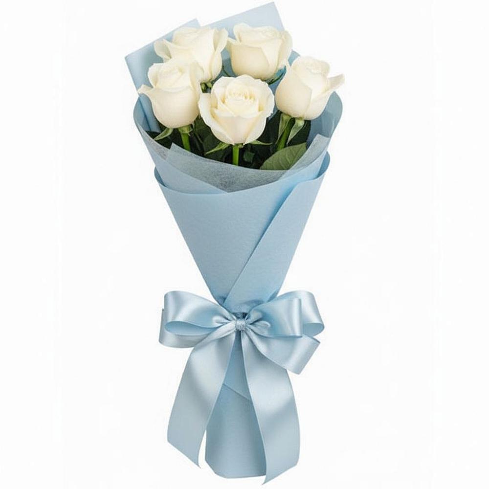 Букет 5 Белых роз Проуд в Гусь-Железном