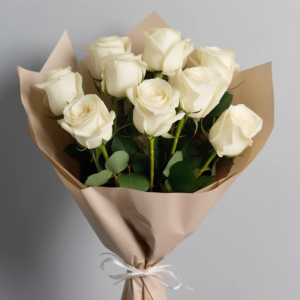 Букет 9 Белых роз Эдлесс Лав в Гусь-Железном