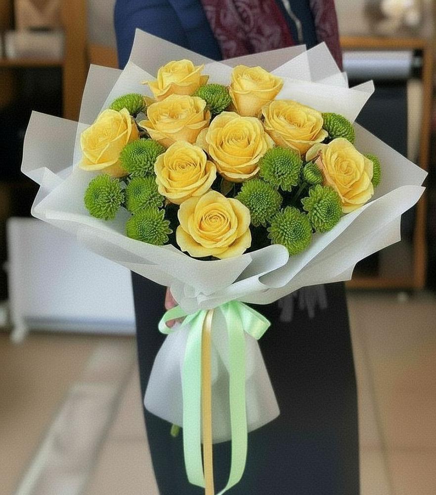 Букет цветов из: Хризантемы и Розы в Гусь-Железном