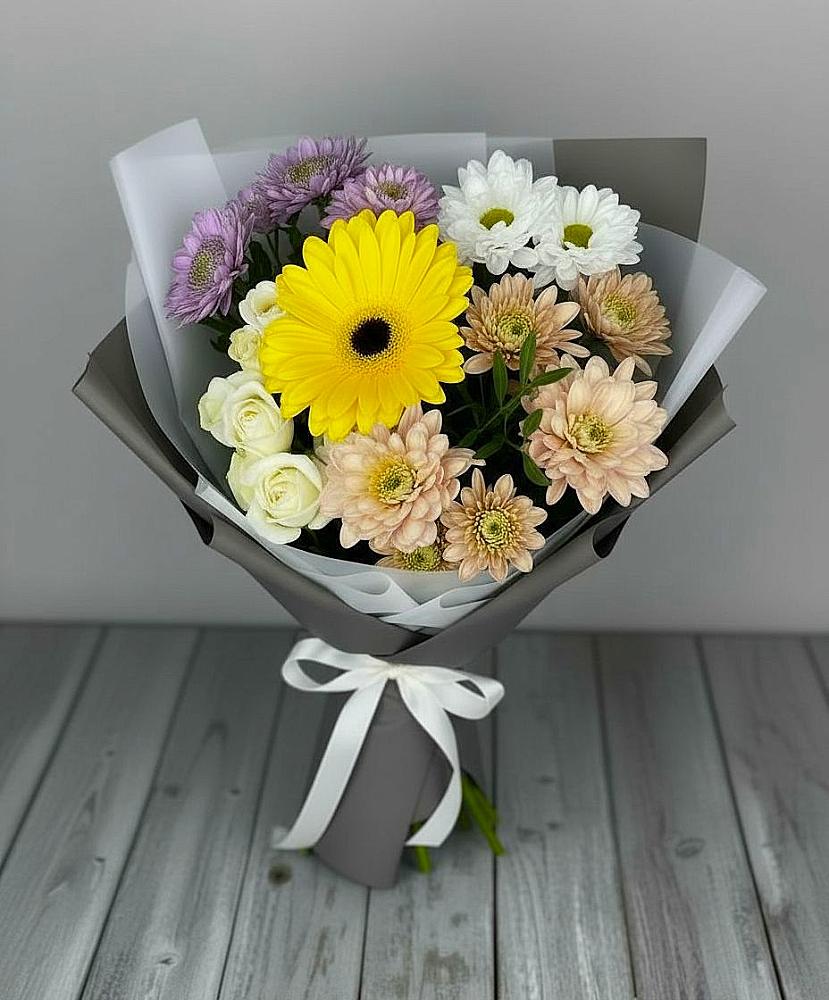 Букет цветов из: Розы, Герберы и Хризантемы в Гусь-Железном