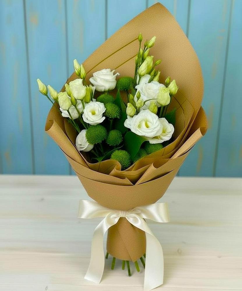 Букет цветов из: Хризантемы и Лизиантусы в Гусь-Железном