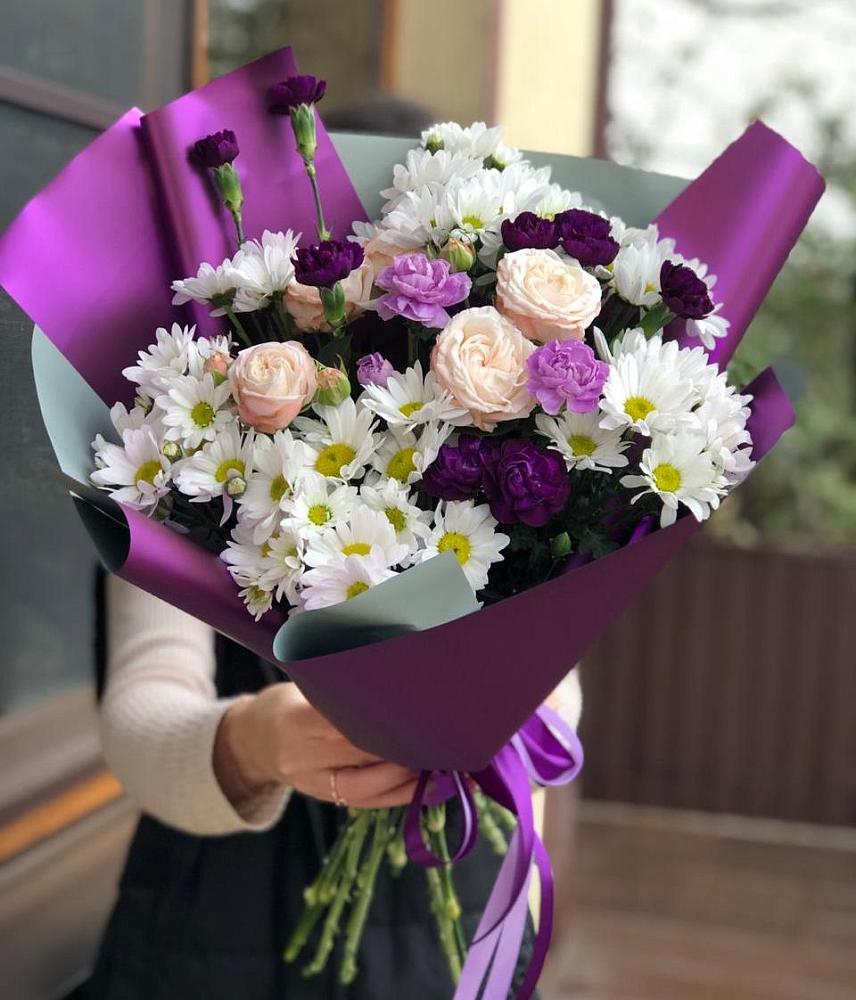 Букет цветов из: Хризантемы, Гвоздики и Розы в Гусь-Железном