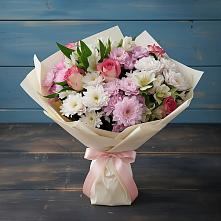 Букет цветов из:  Хризантемы, Альстромерии и Розы в Гусь-Железном