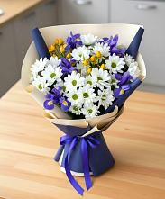 Букет цветов из:  Розы, Ирисы и Хризантемы #REPLACE_PRED# Гусь-Железном