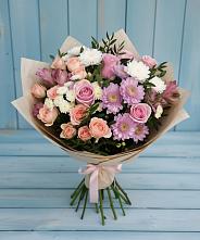 Букет цветов из:  Хризантемы, Розы и Альстромерии в Гусь-Железном