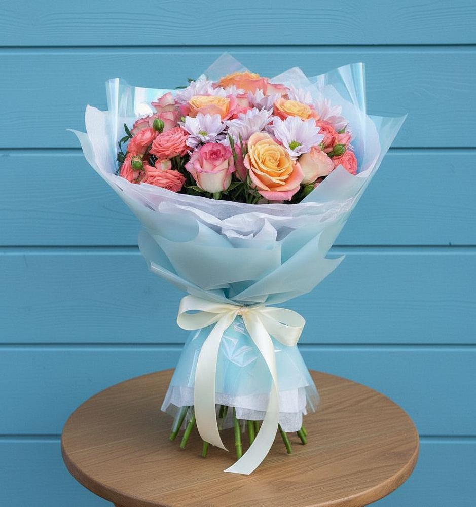 Букет цветов из: Хризантемы и Розы в Гусь-Железном