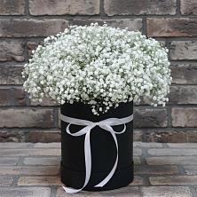 Цветочная композиция из Гипсофила в шляпной коробке в Гусь-Железном
